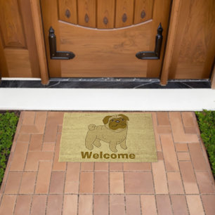 Pug Dog Design Fiber Doormat