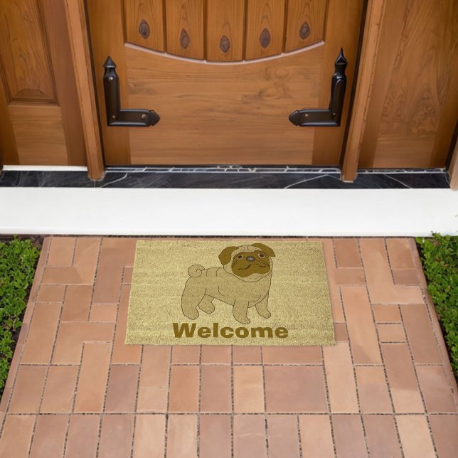 Pug Dog Design Fiber Doormat (Insitu (Outdoor))