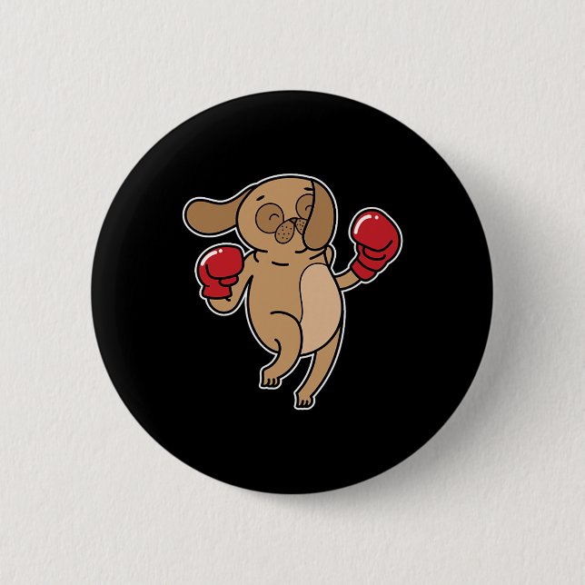 Pug Dog Does Boxing  Button (Front)
