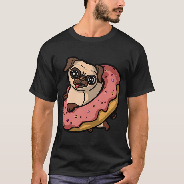 Pug Dog Donut Lover T-Shirt (Front)