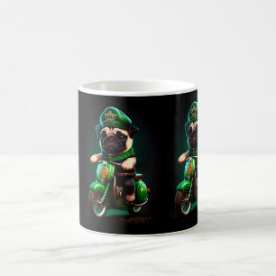 Pug Dog Driving Bike St. Patrick's Day Coffee Mug