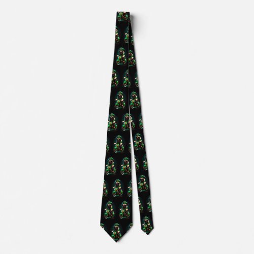 Pug Dog Driving Bike St Patricks Day Neck Tie