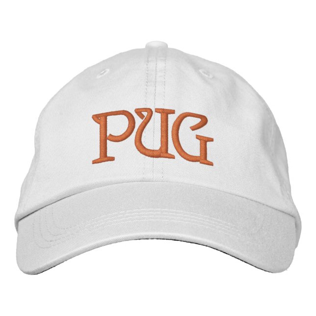 PUG DOG EMBROIDERED BASEBALL CAP (Front)