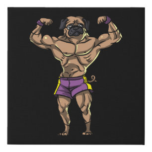 Pug Dog Fitness Gym Workout Bodybuilder Pet Faux Canvas Print
