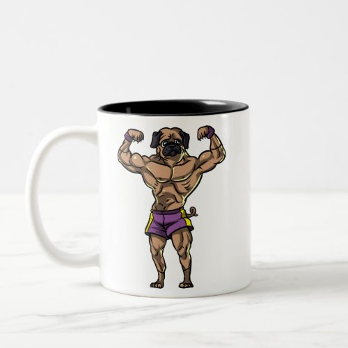Pug Dog Fitness Gym Workout Bodybuilder Pet Two_Tone Coffee Mug