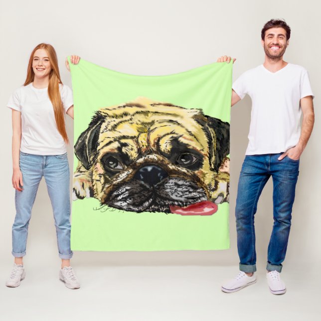 Pug Dog Fleece Blanket (In Situ)