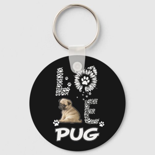Pug dog  Flower Lover Keychain
