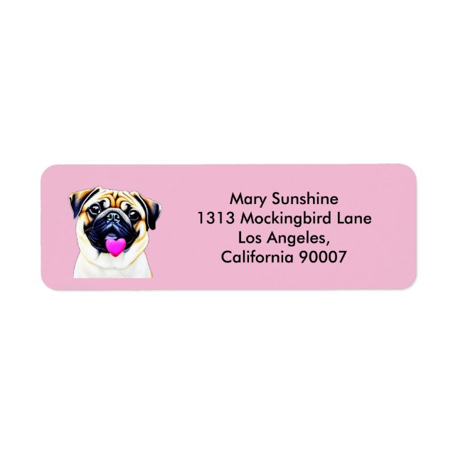 PUG dog funny cute canine puppy Label (Front)