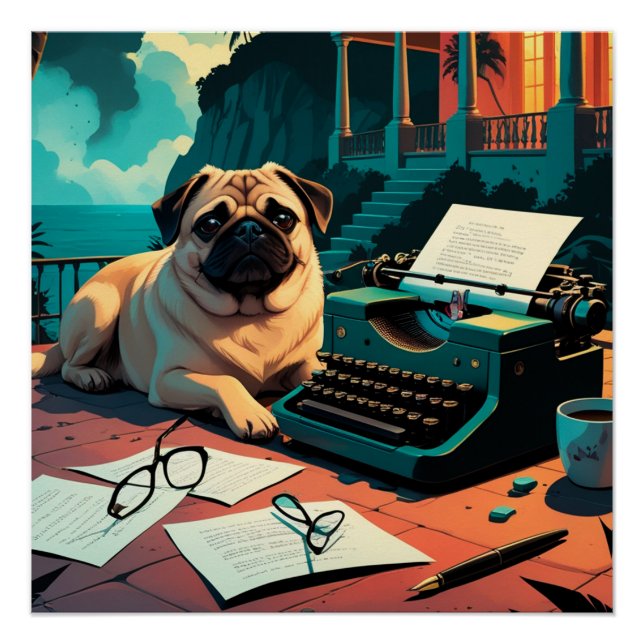 Pug Dog gentleman vintage  Poster (Front)