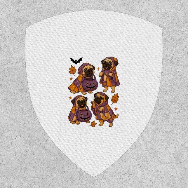 Pug Dog Ghost Halloween Spooky Patch (Front)