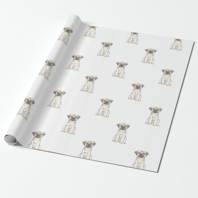 Pug Dog Gift Wrapping Paper (Unrolled)