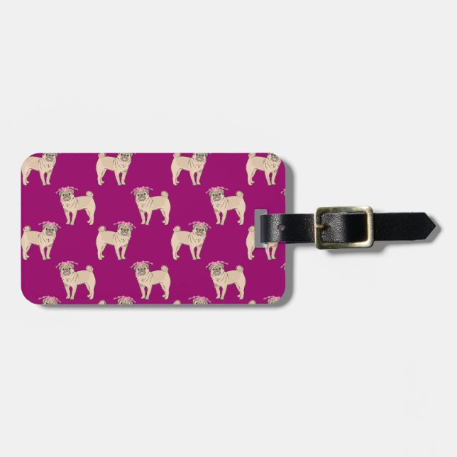 Pug Dog Girl pattern Luggage Tag (Front Horizontal)