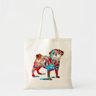 Pug dog graffiti tote