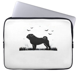 Pug Dog – Halloween Moon Silhouette Classic T-Shir Laptop Sleeve