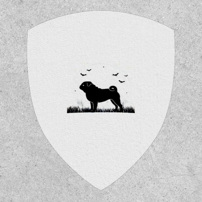 Pug Dog � Halloween Moon Silhouette Classic T-Shir Patch (Front)