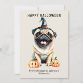 Pug Dog Happy Halloween Holiday Card (Front)