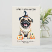 Pug Dog Happy Halloween Holiday Card (Standing Front)