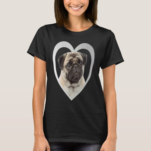 Pug  Dog Heart   Mops  Pug  1 T-Shirt (Front)