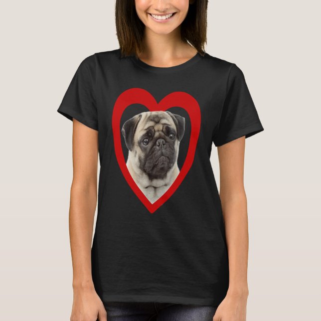 Pug  Dog Heart   Mops  Pug T-Shirt (Front)