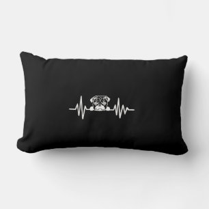 Pug Dog Heartbeat Cute Pug Face Lumbar Pillow