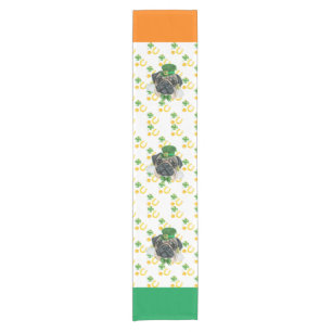 Pug Dog Holiday Home Decor St Patricks Day Short Table Runner