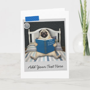 Pug Dog How To Rule Humans Book Funny Card