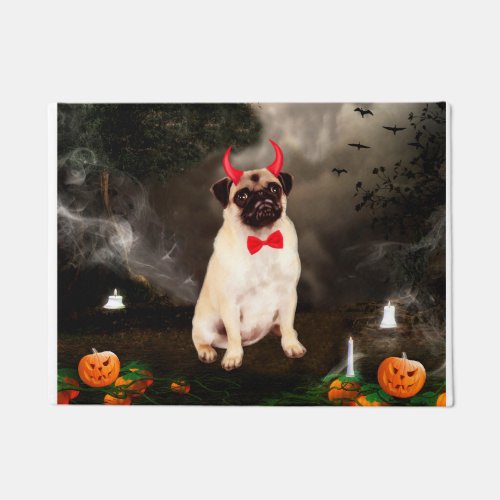 Pug Dog in Halloween Costume Doormat