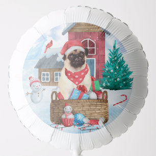 Pug Dog In snow Christmas Dog House Balloon