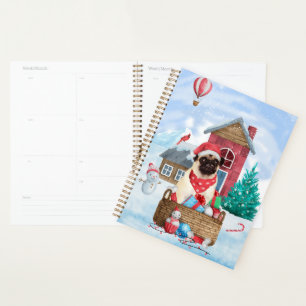 Pug Dog In snow Christmas Dog House Planner
