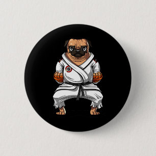 Pug Dog Karate Martial Arts Kickboxing Jiu Jitsu B Button
