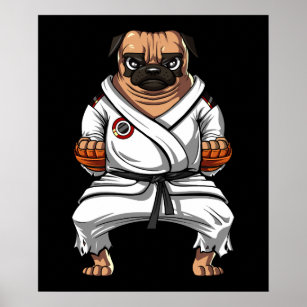Pug Dog Karate Ninja Martial Arts Pet Poster