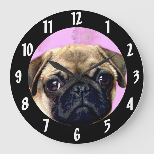 Pug dog large clock (Front)