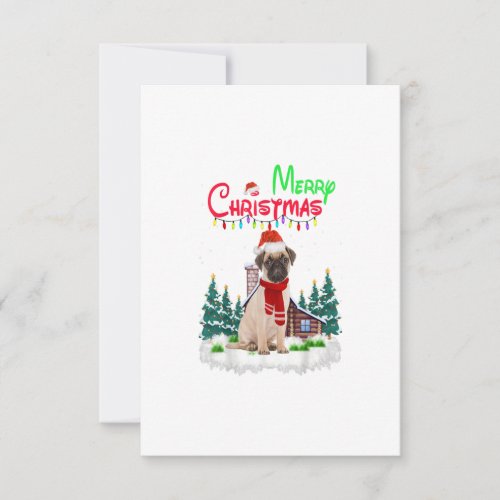 Pug Dog Light Mighty Christmas Tree Xmas Gift RSVP Card