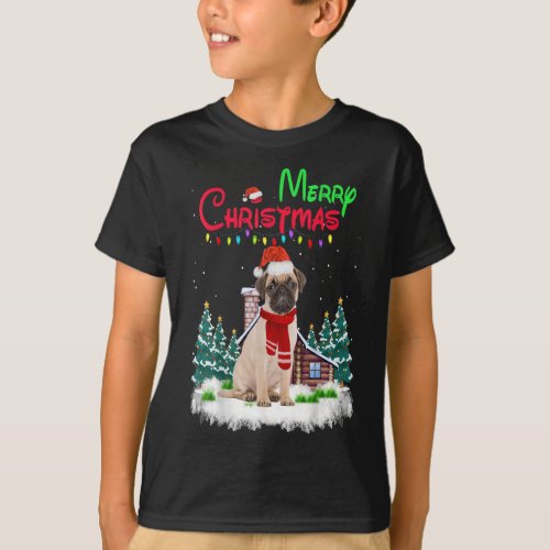 Pug Dog Light Mighty Christmas Tree Xmas T_shirt