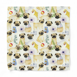Pug dog lover patterned pet  bandana