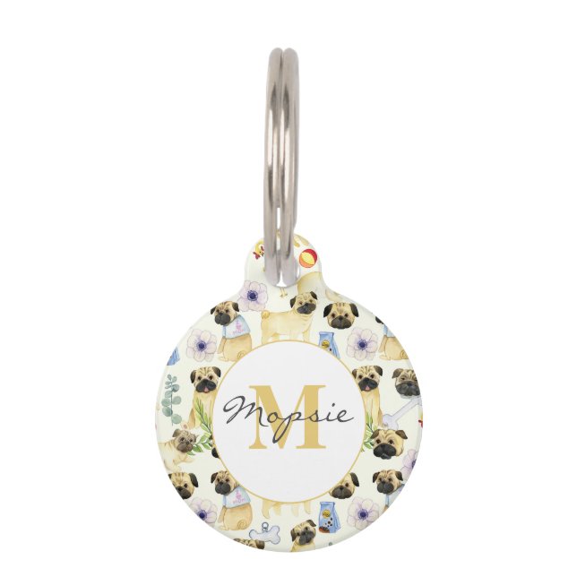 Pug dog lover personalized pet  pet ID tag (Front)