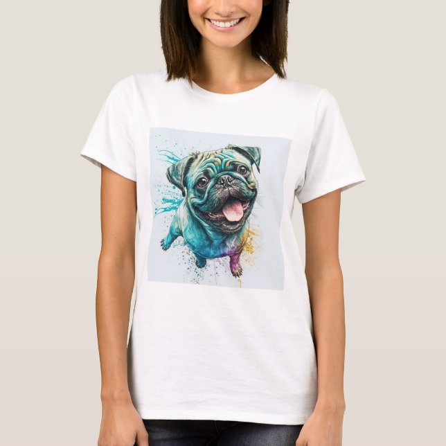Pug dog lover T-shirt dog mom T-shirt (Front)