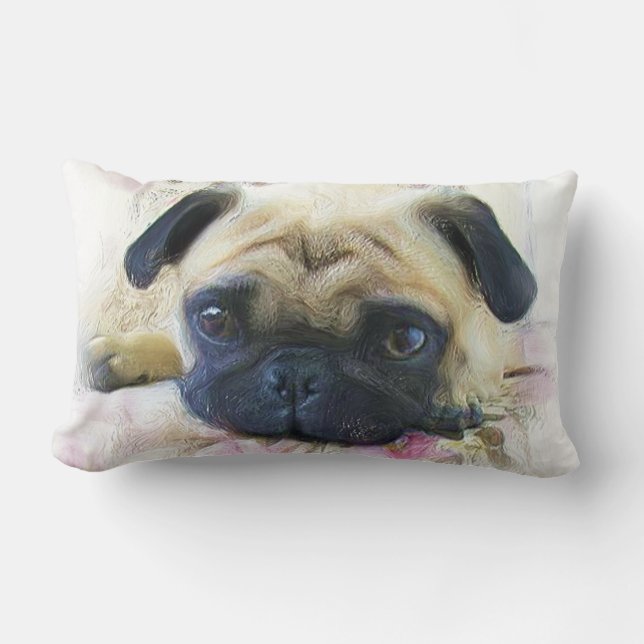 Pug Dog Lumbar Pillow (Front)