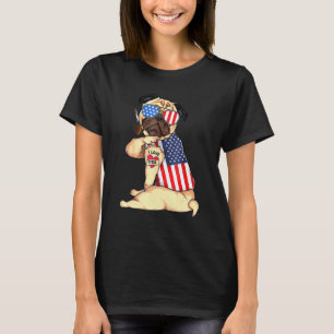 Pug Dog Merica 4th Of July Usa American Flag T-Shirt