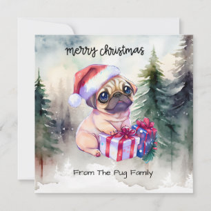 PUG Dog Merry Christmas  Holiday Card