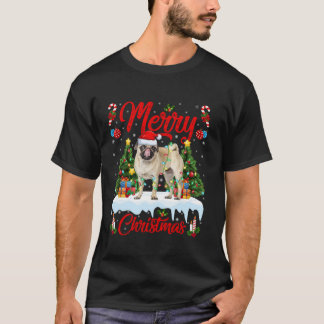 Pug Dog Merry Christmas Tree Lighting Pug Xmas T-Shirt