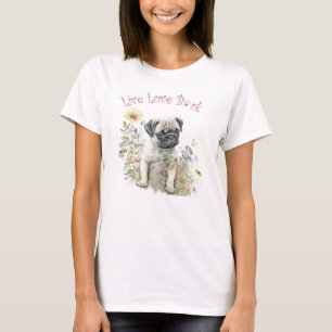 Pug Dog Mom Floral T-Shirt