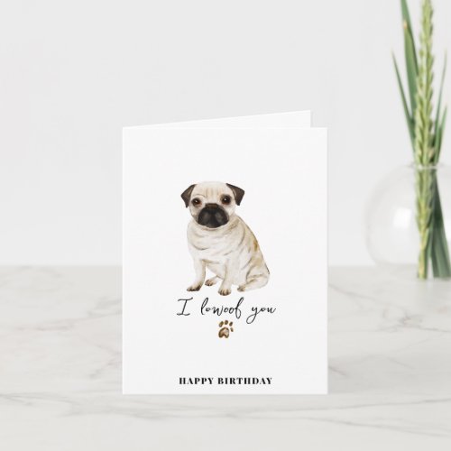 Pug Dog Mum Puppy Pets Paw Birthday Card