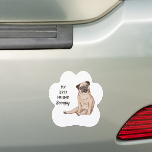 Pug Dog My Best Friend Custom Name Car Magnet