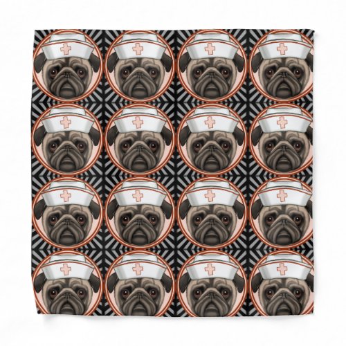 Pug  Dog Nurse custom name Bandana