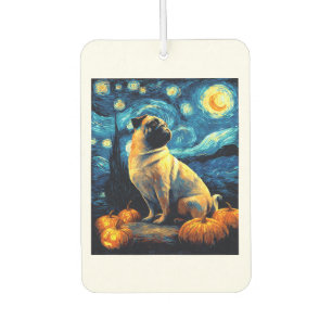Pug dog of van gogh starry night halloween Funny J Air Freshener
