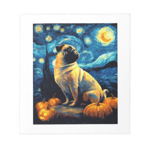 Pug dog of van gogh starry night halloween Funny J Notepad