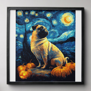 Pug dog of van gogh starry night halloween Funny J Peel And Stick Photo Tile