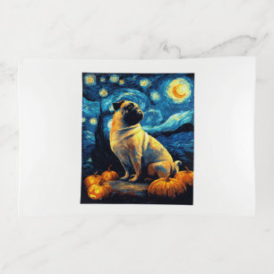 Pug dog of van gogh starry night halloween Funny J Trinket Tray