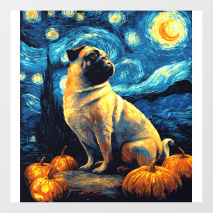 Pug dog of van gogh starry night halloween Funny J Wall Decal